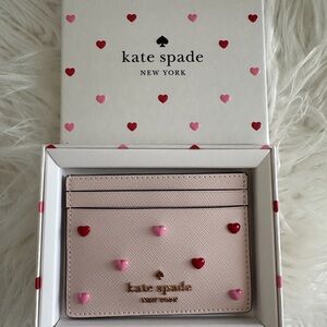 NWT Kate Spade  Boxed Madison Heart Studs Small Slim Card Holder